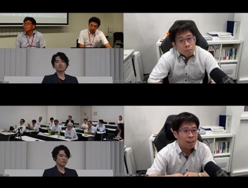 パネルディスカッション（上：司会進行と講師、下：講師と会場参加者）